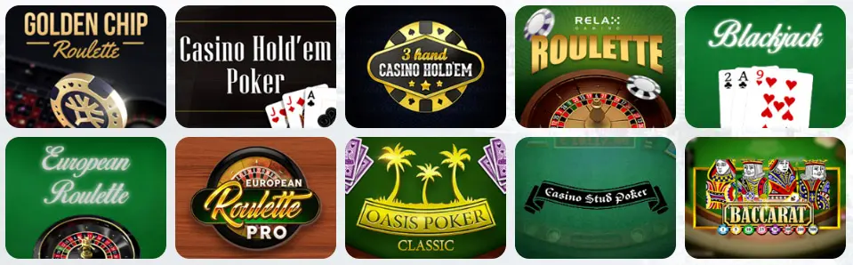 Jeux de table au Stakes Casino
